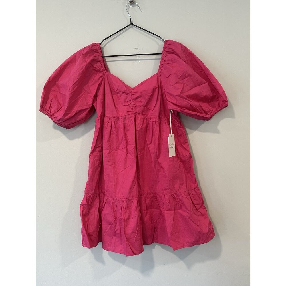 Honolua Dress Cut Out Tie Back Tiered Midi Raspberry Size Large 2614